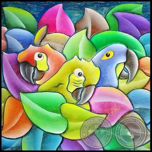 Xilopintura de Cayetano Cuquejo - Serie Fauna y Flora - Año 2019